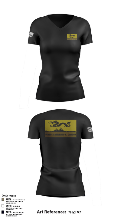 Battleship NJ Division 41582096 Women's Short Sleeve V-neck Shirt - 3