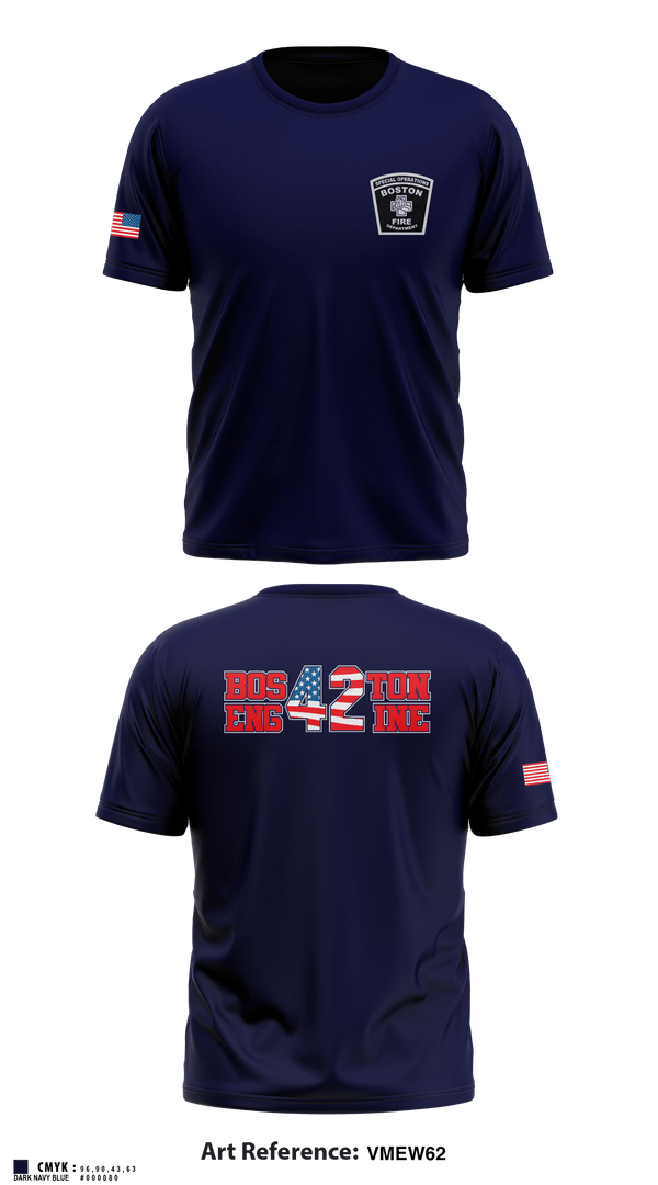 Boston Fire Department Engine-42 59280094 Short Sleeve Performance Shirt - 4