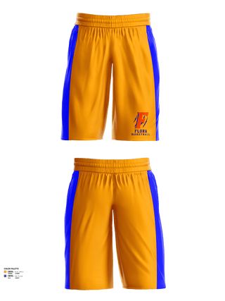 Mens Basketball Shorts, Flora High School Basketball, Men's Basketball, Teamtime, Team time, sublimation, custom sports apparel, team uniforms, spirit wear, spiritwear, sports uniforms, custom shirts, team store, custom team store, fundraiser sports, apparel fundraiser