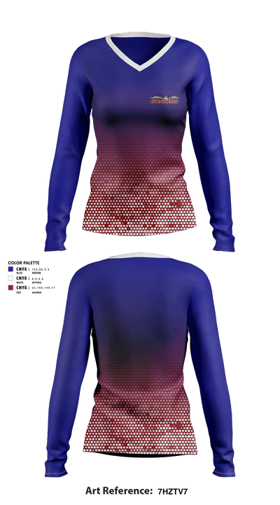 Honkers Women's Basketball 31420444 Women's Long Sleeve V-neck Shirt - 1