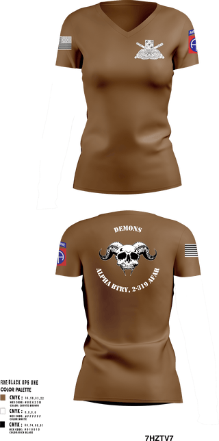 Women's Short Sleeve Vneck Shirt, ALPHA BTRY, 2-319th AFAR, Army, Teamtime, Team time, sublimation, custom sports apparel, team uniforms, spirit wear, spiritwear, sports uniforms, custom shirts, team store, custom team store, fundraiser sports, apparel fundraiser