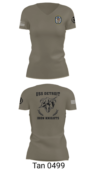 USS Detroit 43379409 Women's Short Sleeve V-neck Shirt - 23