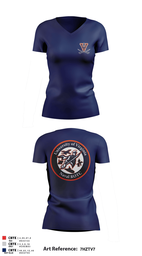Women's Short Sleeve Vneck Shirt, University of Virginia NROTC, Navy, Teamtime, Team time, sublimation, custom sports apparel, team uniforms, spirit wear, spiritwear, sports uniforms, custom shirts, team store, custom team store, fundraiser sports, apparel fundraiser