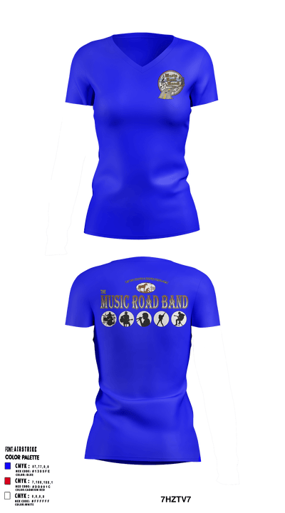 The MUSIC Road Band 71499214 Women's Short Sleeve V-neck Shirt - 1
