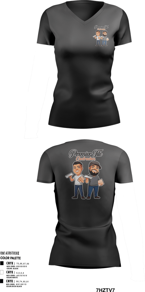 Women's Short Sleeve Vneck Shirt, Premier tile contractorsPremier tile contractors, , Teamtime, Team time, sublimation, custom sports apparel, team uniforms, spirit wear, spiritwear, sports uniforms, custom shirts, team store, custom team store, fundraiser sports, apparel fundraiser