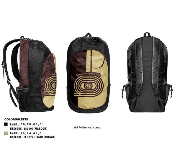 Gear Bag, Lincoln High School Track, Track & Field, Teamtime, Team time, sublimation, custom sports apparel, team uniforms, spirit wear, spiritwear, sports uniforms, custom shirts, team store, custom team store, fundraiser sports, apparel fundraiser