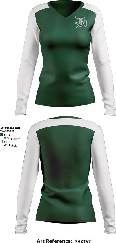 Dallas County High School 10017902 Women's Long Sleeve V-neck Shirt - 1
