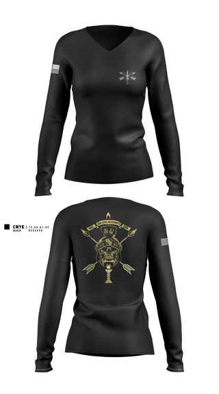 Women's Long Sleeve Vneck Shirt, HHC, GSB, 5SFG, Army, Teamtime, Team time, sublimation, custom sports apparel, team uniforms, spirit wear, spiritwear, sports uniforms, custom shirts, team store, custom team store, fundraiser sports, apparel fundraiser