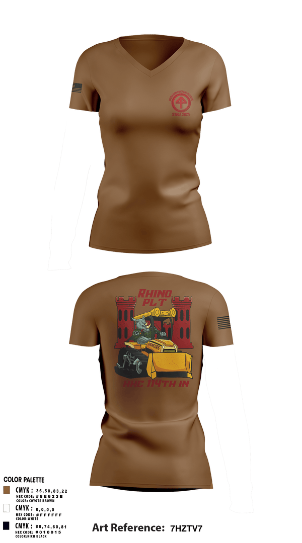 Women's Short Sleeve Vneck Shirt, HHC 1-114 Infantry Brigade, , Teamtime, Team time, sublimation, custom sports apparel, team uniforms, spirit wear, spiritwear, sports uniforms, custom shirts, team store, custom team store, fundraiser sports, apparel fundraiser