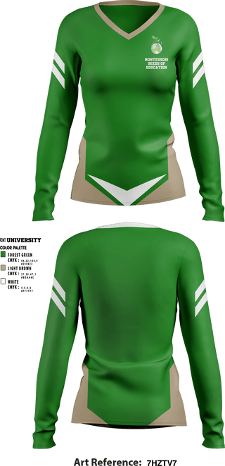 Women's Long Sleeve Vneck Shirt, Montessori Seeds Of Education, Spirit Store, Teamtime, Team time, sublimation, custom sports apparel, team uniforms, spirit wear, spiritwear, sports uniforms, custom shirts, team store, custom team store, fundraiser sports, apparel fundraiser