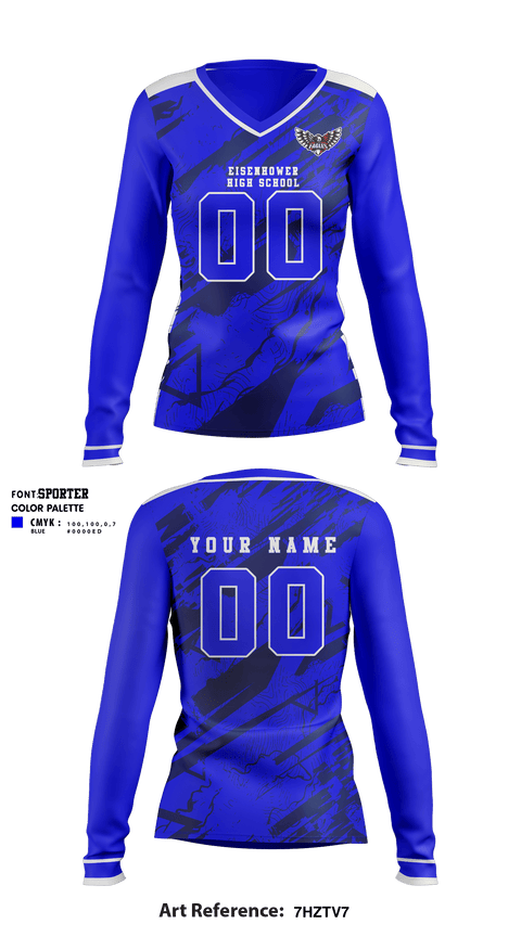 Women's Long Sleeve Vneck Shirt, Eisenhower High School Volleyball, Women's Volleyball, Teamtime, Team time, sublimation, custom sports apparel, team uniforms, spirit wear, spiritwear, sports uniforms, custom shirts, team store, custom team store, fundraiser sports, apparel fundraiser