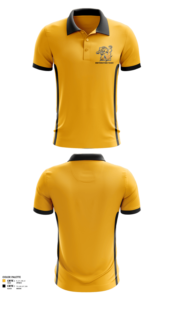Short Sleeve Performance Polo, Northwestern Tigers, Football, Teamtime, Team time, sublimation, custom sports apparel, team uniforms, spirit wear, spiritwear, sports uniforms, custom shirts, team store, custom team store, fundraiser sports, apparel fundraiser