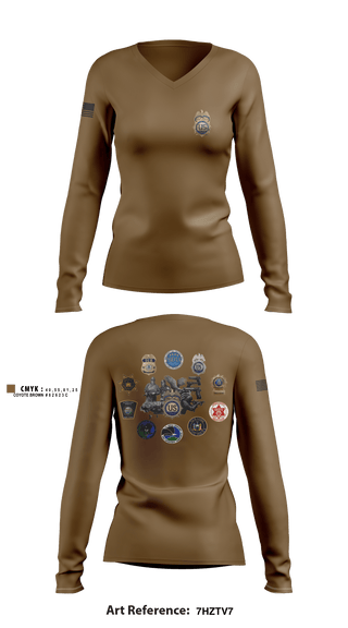 Women's Long Sleeve Vneck Shirt, Carnage Co 2-108IN, National Guard, Teamtime, Team time, sublimation, custom sports apparel, team uniforms, spirit wear, spiritwear, sports uniforms, custom shirts, team store, custom team store, fundraiser sports, apparel fundraiser