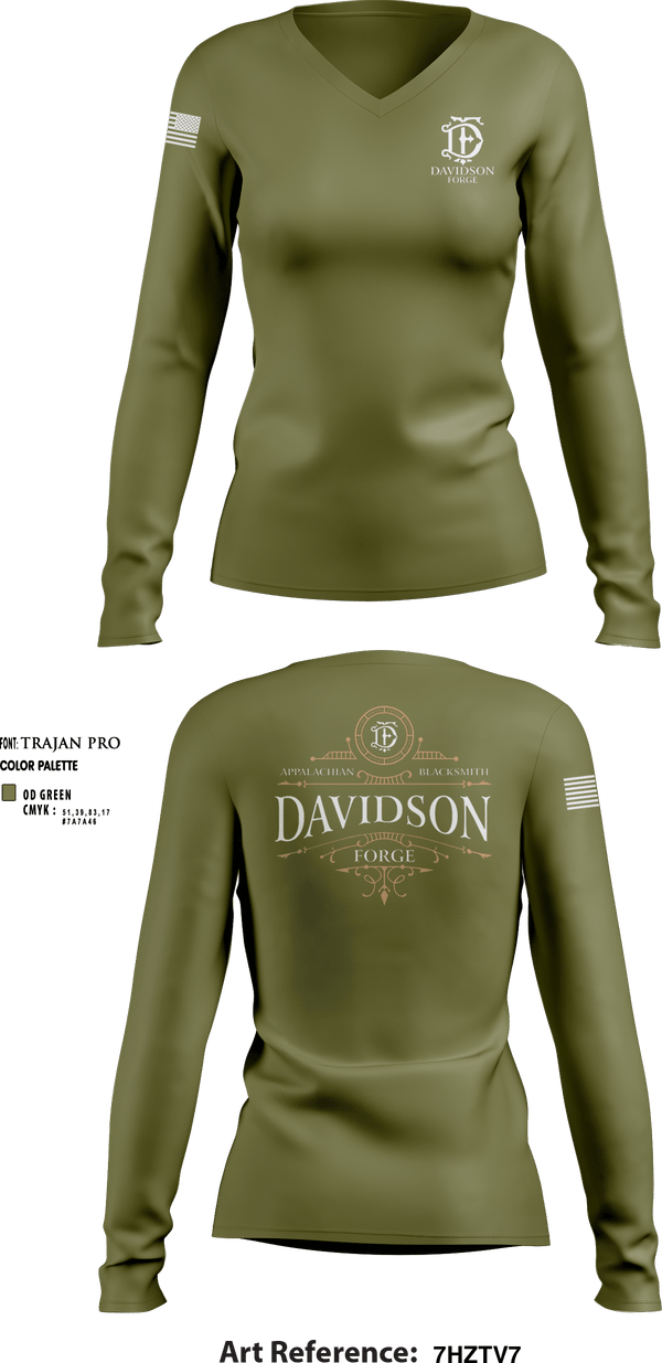 Women's Long Sleeve Vneck Shirt, Davidson Forge, , Teamtime, Team time, sublimation, custom sports apparel, team uniforms, spirit wear, spiritwear, sports uniforms, custom shirts, team store, custom team store, fundraiser sports, apparel fundraiser