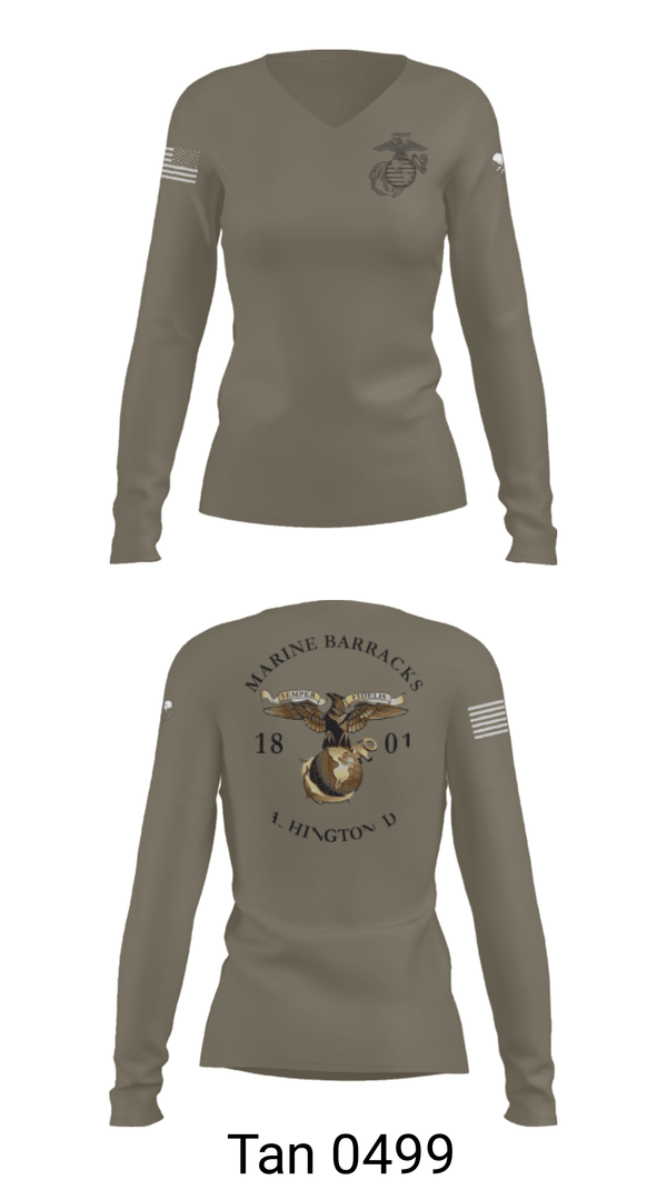 Women's Long Sleeve Vneck Shirt, , Marines, Teamtime, Team time, sublimation, custom sports apparel, team uniforms, spirit wear, spiritwear, sports uniforms, custom shirts, team store, custom team store, fundraiser sports, apparel fundraiser