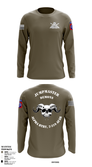Long Sleeve Performance Shirt, ALPHA BTRY, 2-319th AFAR, Army, Teamtime, Team time, sublimation, custom sports apparel, team uniforms, spirit wear, spiritwear, sports uniforms, custom shirts, team store, custom team store, fundraiser sports, apparel fundraiser