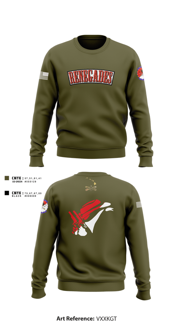 Crew Neck Sweatshirt, 2-6 Cav Alpha troop Renegades, Army, Teamtime, Team time, sublimation, custom sports apparel, team uniforms, spirit wear, spiritwear, sports uniforms, custom shirts, team store, custom team store, fundraiser sports, apparel fundraiser