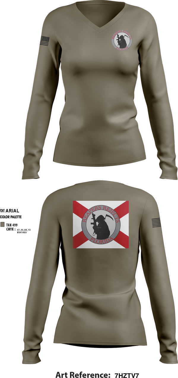 Women's Long Sleeve Vneck Shirt, Reapers Rejects, , Teamtime, Team time, sublimation, custom sports apparel, team uniforms, spirit wear, spiritwear, sports uniforms, custom shirts, team store, custom team store, fundraiser sports, apparel fundraiser