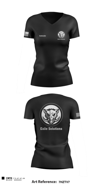 Exile Solutions 31522554 Women's Short Sleeve V-neck Shirt - 1