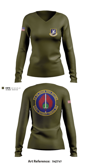 Women's Long Sleeve Vneck Shirt, 315 SFS CHS, Air Force, Teamtime, Team time, sublimation, custom sports apparel, team uniforms, spirit wear, spiritwear, sports uniforms, custom shirts, team store, custom team store, fundraiser sports, apparel fundraiser