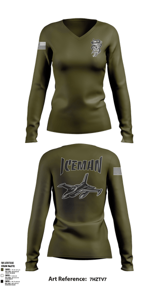 Women's Long Sleeve Vneck Shirt, , Army, Teamtime, Team time, sublimation, custom sports apparel, team uniforms, spirit wear, spiritwear, sports uniforms, custom shirts, team store, custom team store, fundraiser sports, apparel fundraiser