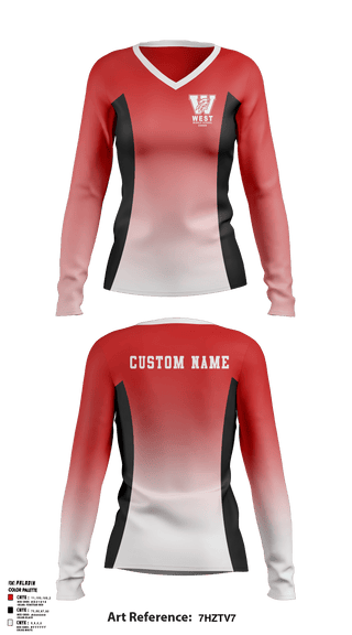 Women's Long Sleeve Vneck Shirt, West Middle School Cheer, Cheer, Teamtime, Team time, sublimation, custom sports apparel, team uniforms, spirit wear, spiritwear, sports uniforms, custom shirts, team store, custom team store, fundraiser sports, apparel fundraiser