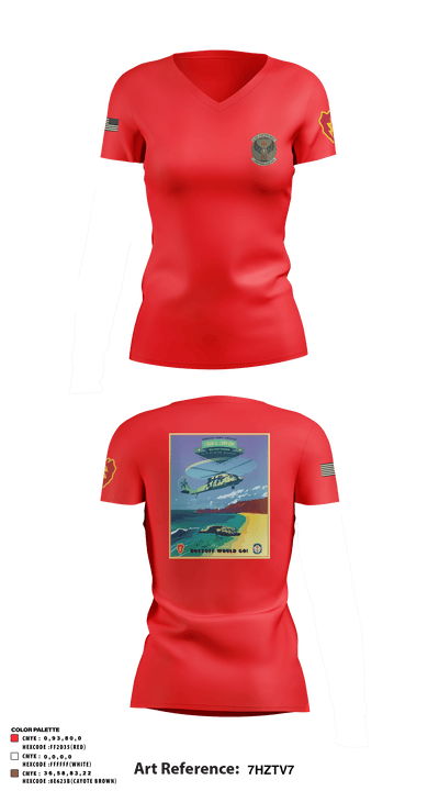 C CO 3-25 Dustoff 93146032 Women's Short Sleeve V-neck Shirt - 70