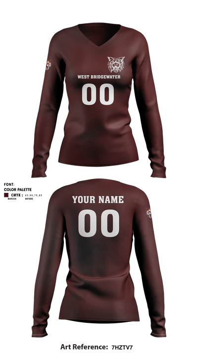West Bridgewater High School Volleyball 90318455 Women's Long Sleeve V-neck Shirt - 1