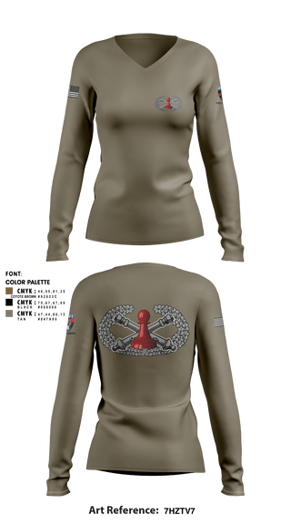 Women's Long Sleeve Vneck Shirt, , National Guard, Teamtime, Team time, sublimation, custom sports apparel, team uniforms, spirit wear, spiritwear, sports uniforms, custom shirts, team store, custom team store, fundraiser sports, apparel fundraiser