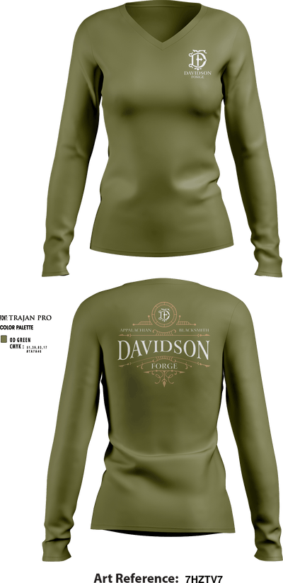 Davidson Forge 39779422 Women's Long Sleeve V-neck Shirt - 2