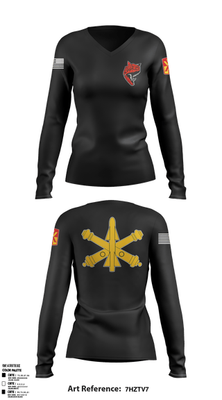 Women's Long Sleeve Vneck Shirt, C 1-43 ADA, Army, Teamtime, Team time, sublimation, custom sports apparel, team uniforms, spirit wear, spiritwear, sports uniforms, custom shirts, team store, custom team store, fundraiser sports, apparel fundraiser
