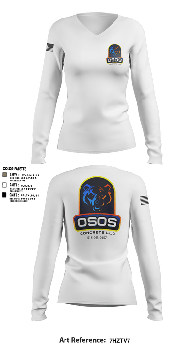 OSOS CONCRETE LLC 97572921 Women's Long Sleeve V-neck Shirt - 33