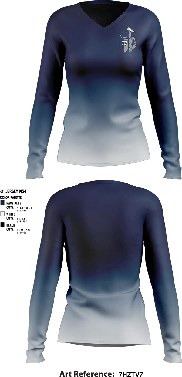 Women's Long Sleeve Vneck Shirt, Fieldcrest High School, Spirit Store, Teamtime, Team time, sublimation, custom sports apparel, team uniforms, spirit wear, spiritwear, sports uniforms, custom shirts, team store, custom team store, fundraiser sports, apparel fundraiser