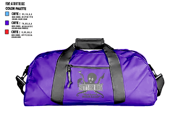 Duffle Bag, Fatty’s Fish Shack, , Teamtime, Team time, sublimation, custom sports apparel, team uniforms, spirit wear, spiritwear, sports uniforms, custom shirts, team store, custom team store, fundraiser sports, apparel fundraiser