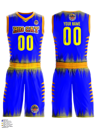 Basketball Uniform, Big Cat Basketball, Men's Basketball, Teamtime, Team time, sublimation, custom sports apparel, team uniforms, spirit wear, spiritwear, sports uniforms, custom shirts, team store, custom team store, fundraiser sports, apparel fundraiser
