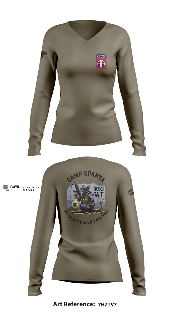 Women's Long Sleeve Vneck Shirt, 82nd, Army, Teamtime, Team time, sublimation, custom sports apparel, team uniforms, spirit wear, spiritwear, sports uniforms, custom shirts, team store, custom team store, fundraiser sports, apparel fundraiser