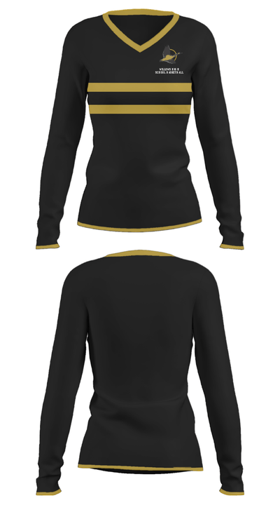 Willows High School Basketball 8782332 Women's Long Sleeve V-neck Shirt - 33