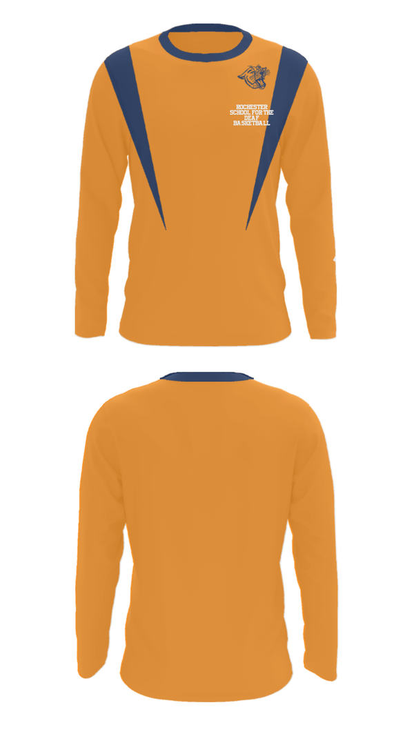 Long Sleeve Performance Shirt, Rochester School For The Deaf Basketball, Men's Basketball, Teamtime, Team time, sublimation, custom sports apparel, team uniforms, spirit wear, spiritwear, sports uniforms, custom shirts, team store, custom team store, fundraiser sports, apparel fundraiser