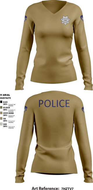 Women's Long Sleeve Vneck Shirt, Willits Little Lake JRTF, Police, Teamtime, Team time, sublimation, custom sports apparel, team uniforms, spirit wear, spiritwear, sports uniforms, custom shirts, team store, custom team store, fundraiser sports, apparel fundraiser