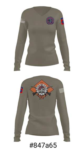 Women's Long Sleeve Vneck Shirt, , Army, Teamtime, Team time, sublimation, custom sports apparel, team uniforms, spirit wear, spiritwear, sports uniforms, custom shirts, team store, custom team store, fundraiser sports, apparel fundraiser