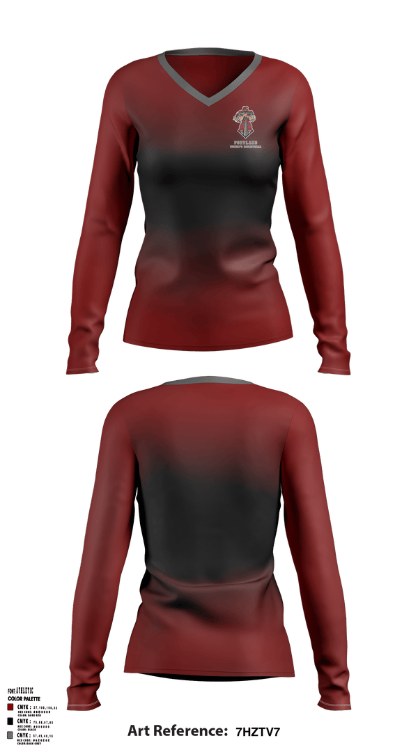 Women's Long Sleeve Vneck Shirt, Portland High School Basketball, Women's Basketball, Teamtime, Team time, sublimation, custom sports apparel, team uniforms, spirit wear, spiritwear, sports uniforms, custom shirts, team store, custom team store, fundraiser sports, apparel fundraiser