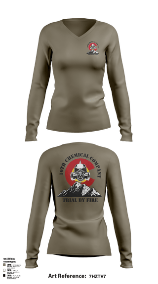 Women's Long Sleeve Vneck Shirt, 10th Chemical Company, , Teamtime, Team time, sublimation, custom sports apparel, team uniforms, spirit wear, spiritwear, sports uniforms, custom shirts, team store, custom team store, fundraiser sports, apparel fundraiser