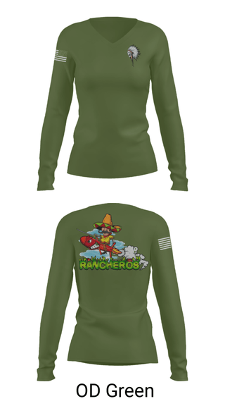 Women's Long Sleeve Vneck Shirt, , Army, Teamtime, Team time, sublimation, custom sports apparel, team uniforms, spirit wear, spiritwear, sports uniforms, custom shirts, team store, custom team store, fundraiser sports, apparel fundraiser