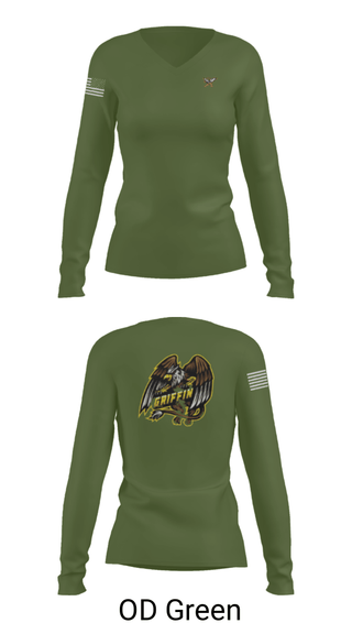 Women's Long Sleeve Vneck Shirt, , Army, Teamtime, Team time, sublimation, custom sports apparel, team uniforms, spirit wear, spiritwear, sports uniforms, custom shirts, team store, custom team store, fundraiser sports, apparel fundraiser