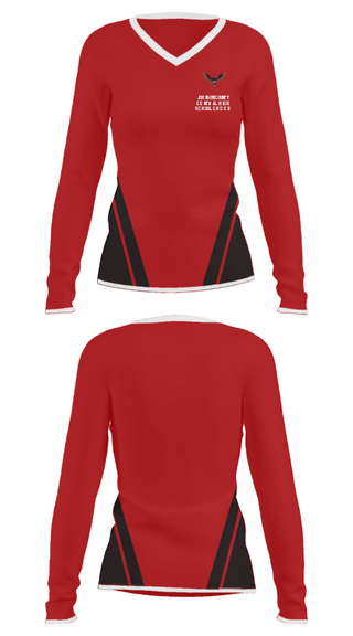 Women's Long Sleeve Vneck Shirt, Johnson County Central High School Cheer, Cheer, Teamtime, Team time, sublimation, custom sports apparel, team uniforms, spirit wear, spiritwear, sports uniforms, custom shirts, team store, custom team store, fundraiser sports, apparel fundraiser