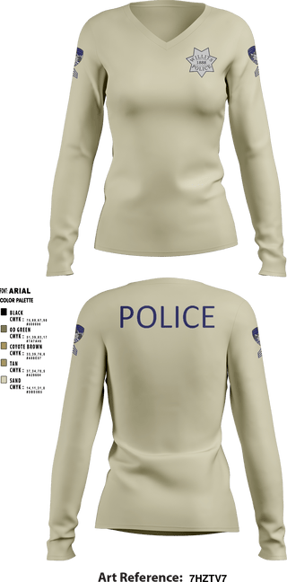 Women's Long Sleeve Vneck Shirt, Willits Little Lake JRTF, Police, Teamtime, Team time, sublimation, custom sports apparel, team uniforms, spirit wear, spiritwear, sports uniforms, custom shirts, team store, custom team store, fundraiser sports, apparel fundraiser