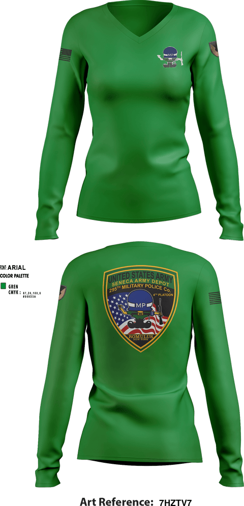 Women's Long Sleeve Vneck Shirt, 295th Military Police Company, , Teamtime, Team time, sublimation, custom sports apparel, team uniforms, spirit wear, spiritwear, sports uniforms, custom shirts, team store, custom team store, fundraiser sports, apparel fundraiser