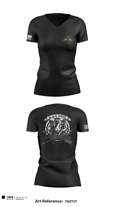 B/97th Civil Affairs Battalion (SO)(A) 80404671 Women's Short Sleeve V-neck Shirt - 2