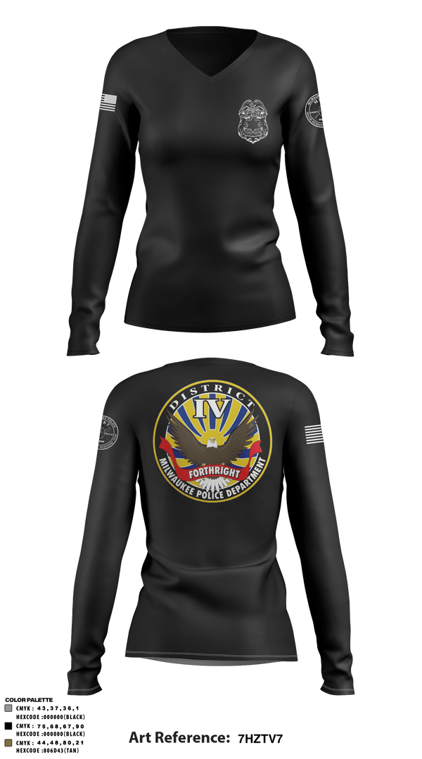 Women's Long Sleeve Vneck Shirt, District IV, Police, Teamtime, Team time, sublimation, custom sports apparel, team uniforms, spirit wear, spiritwear, sports uniforms, custom shirts, team store, custom team store, fundraiser sports, apparel fundraiser