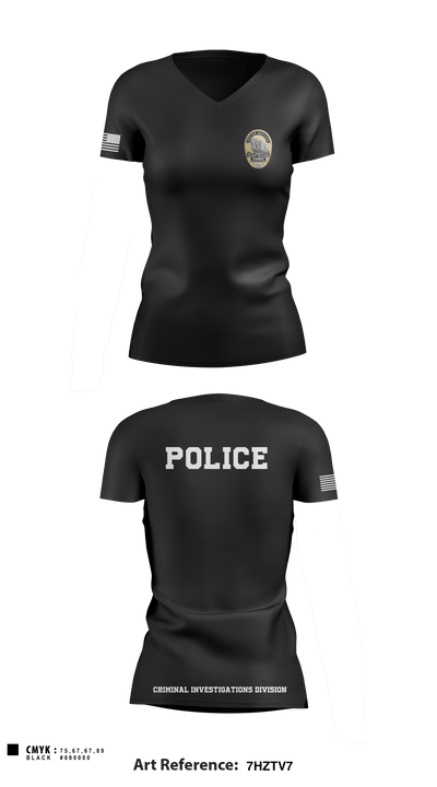 POLICE CRIMINAL INVESTIGATIONS DIVISION 56633419 Women's Short Sleeve V-neck Shirt - 1